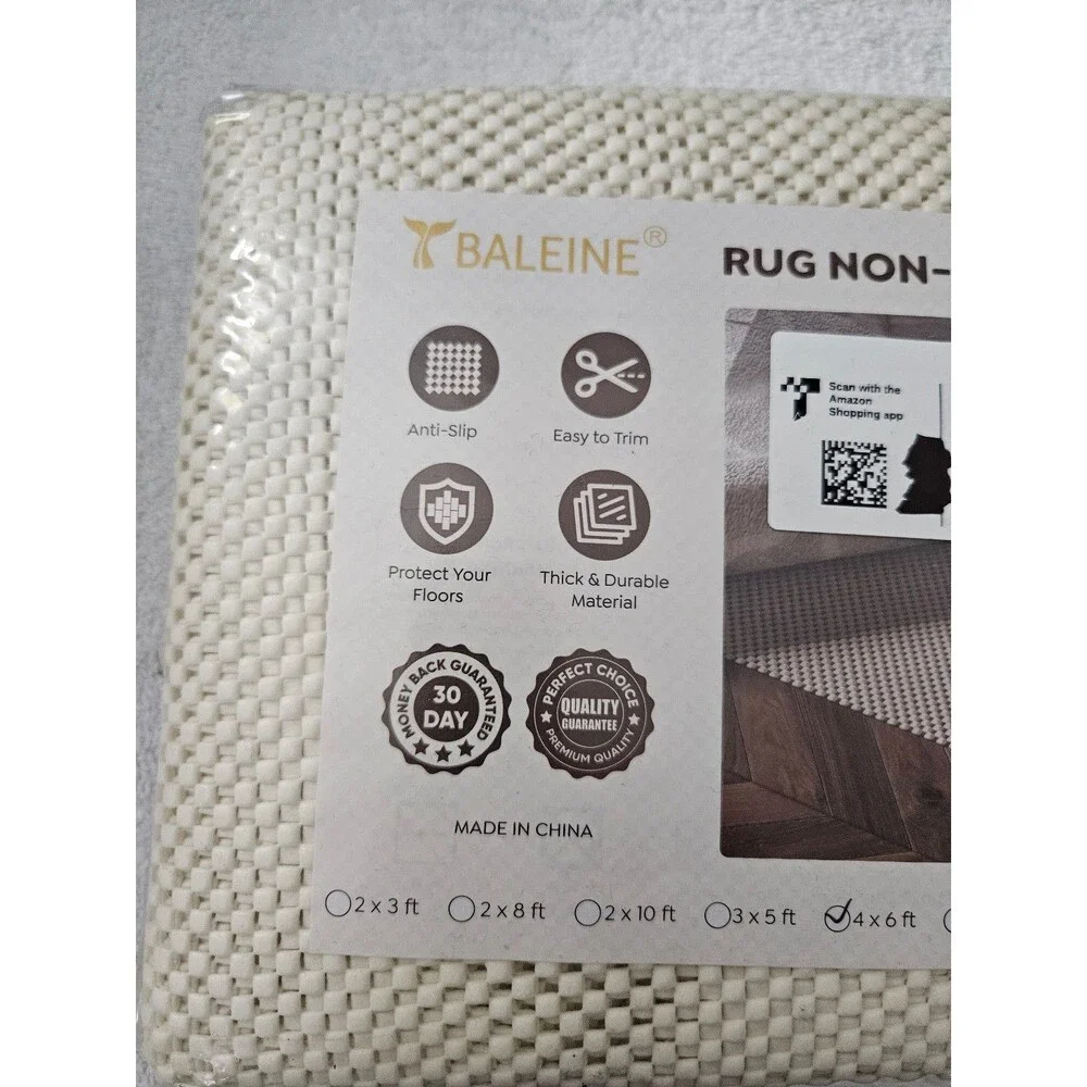Baleine Rug Non‑Slip Gripper Pad 4ft x 6ft Anti‑Skid Floor Protector